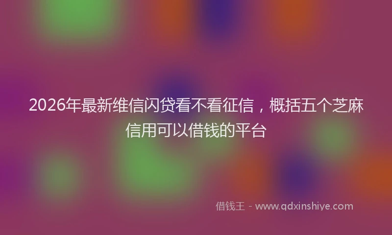 2026年最新维信闪贷看不看征信，概括五个芝麻信用可以借钱的平台
