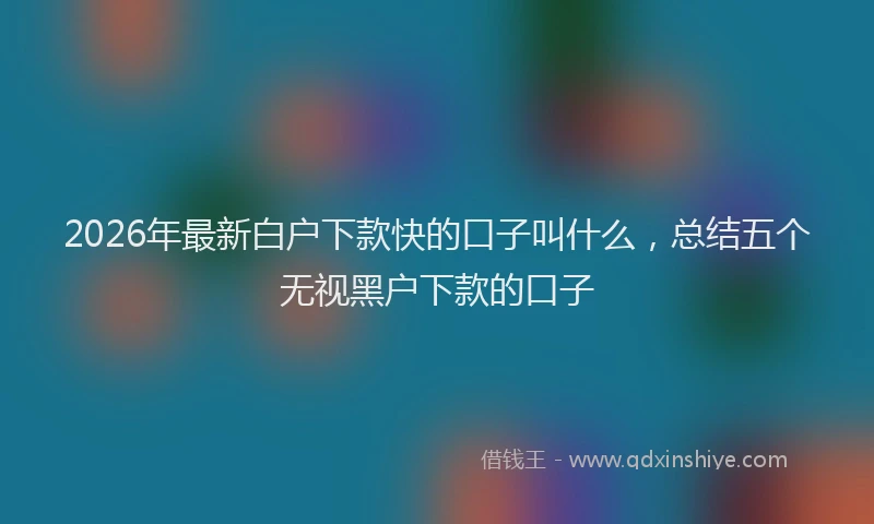 2026年最新白户下款快的口子叫什么，总结五个无视黑户下款的口子