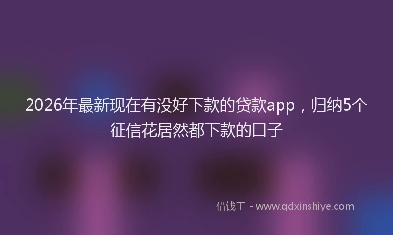 2026年最新现在有没好下款的贷款app，归纳5个征信花居然都下款的口子