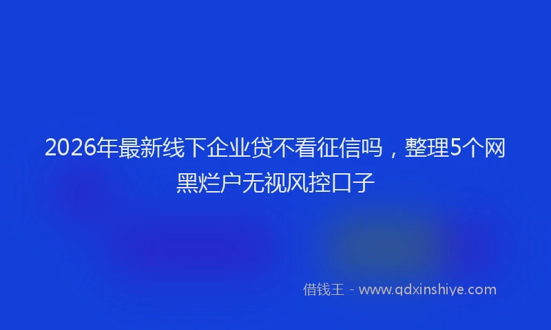 2026年最新线下企业贷不看征信吗，整理5个网黑烂户无视风控口子