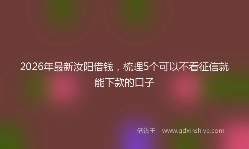2026年最新汝阳借钱，梳理5个可以不看征信就能下款的口子