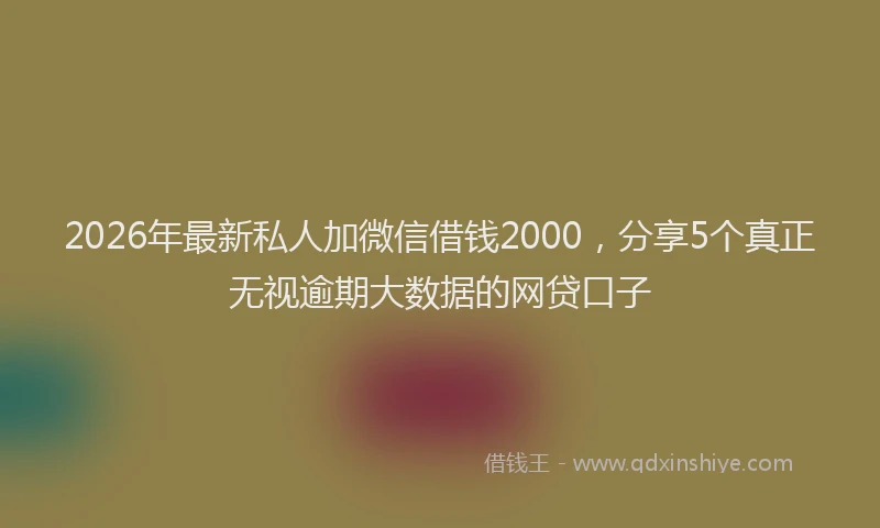 2026年最新私人加微信借钱2000，分享5个真正无视逾期大数据的网贷口子
