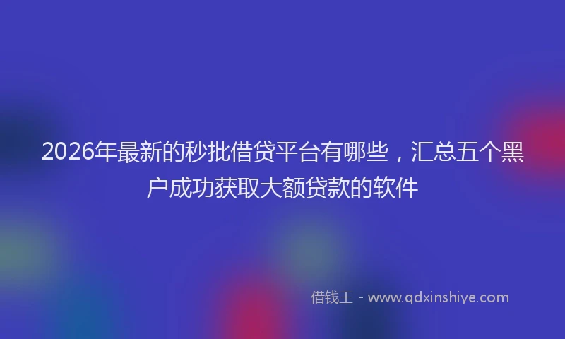 2026年最新的秒批借贷平台有哪些，汇总五个黑户成功获取大额贷款的软件