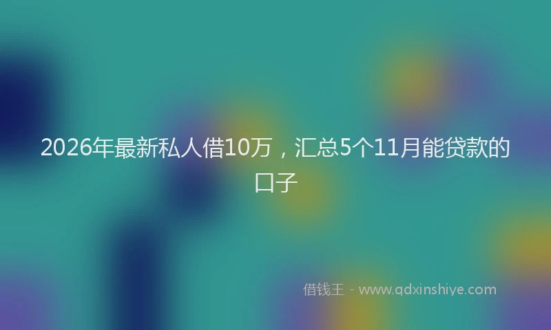 2026年最新私人借10万，汇总5个11月能贷款的口子