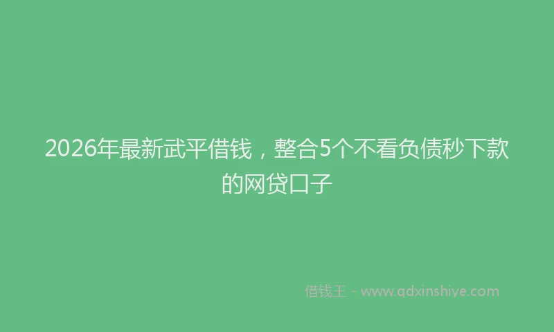 2026年最新武平借钱，整合5个不看负债秒下款的网贷口子