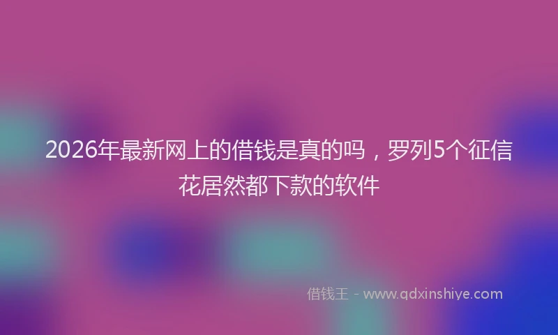 2026年最新网上的借钱是真的吗，罗列5个征信花居然都下款的软件
