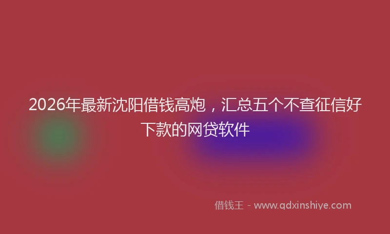 2026年最新沈阳借钱高炮，汇总五个不查征信好下款的网贷软件