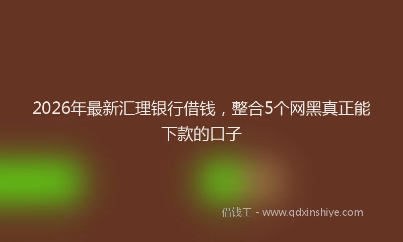 2026年最新汇理银行借钱，整合5个网黑真正能下款的口子