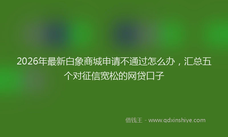 2026年最新白象商城申请不通过怎么办，汇总五个对征信宽松的网贷口子