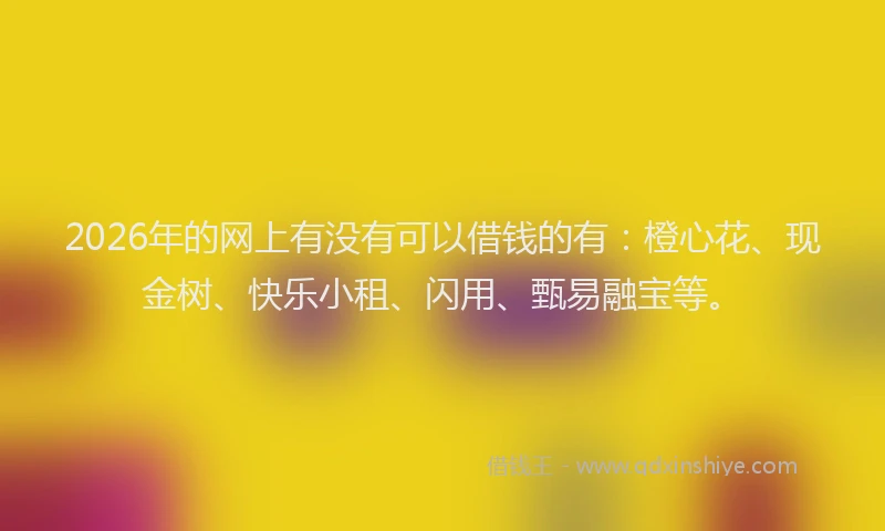 2026年的网上有没有可以借钱的有：橙心花、现金树、快乐小租、闪用、甄易融宝等。