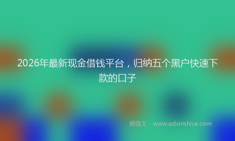 2026年最新现金借钱平台，归纳五个黑户快速下款的口子