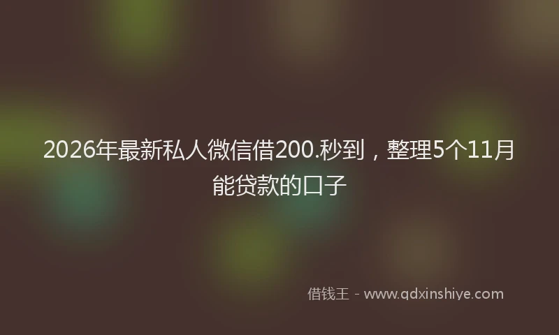 2026年最新私人微信借200.秒到，整理5个11月能贷款的口子