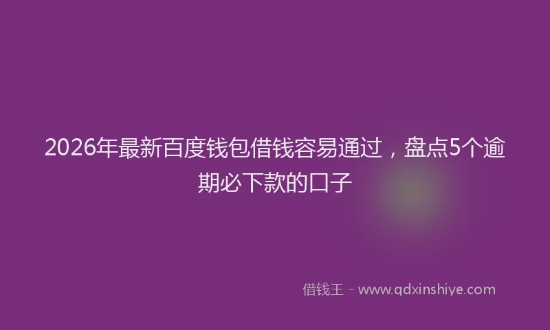 2026年最新百度钱包借钱容易通过，盘点5个逾期必下款的口子