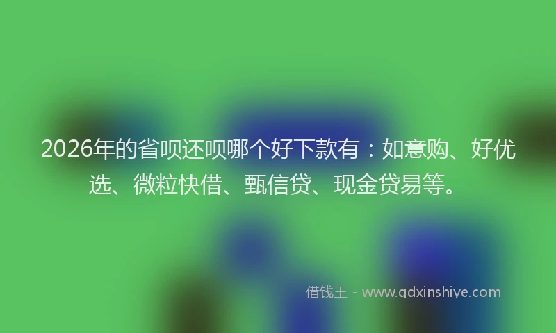 2026年的省呗还呗哪个好下款有：如意购、好优选、微粒快借、甄信贷、现金贷易等。