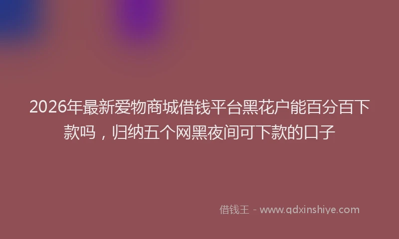 2026年最新爱物商城借钱平台黑花户能百分百下款吗，归纳五个网黑夜间可下款的口子