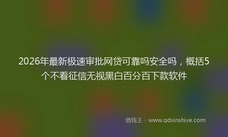 2026年最新极速审批网贷可靠吗安全吗，概括5个不看征信无视黑白百分百下款软件