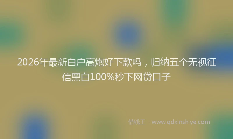 2026年最新白户高炮好下款吗，归纳五个无视征信黑白100%秒下网贷口子
