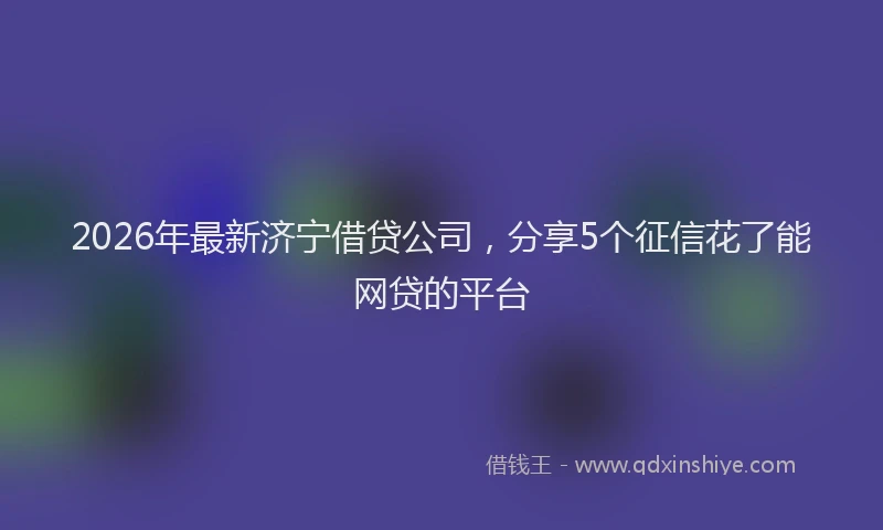 2026年最新济宁借贷公司，分享5个征信花了能网贷的平台