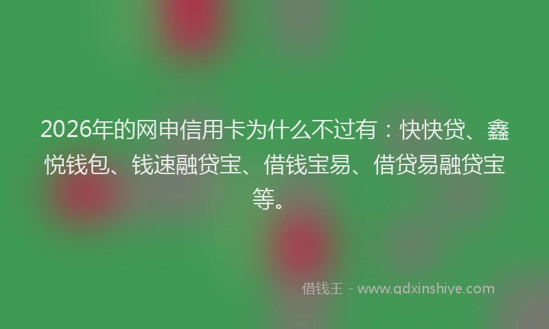 2026年的网申信用卡为什么不过有：快快贷、鑫悦钱包、钱速融贷宝、借钱宝易、借贷易融贷宝等。