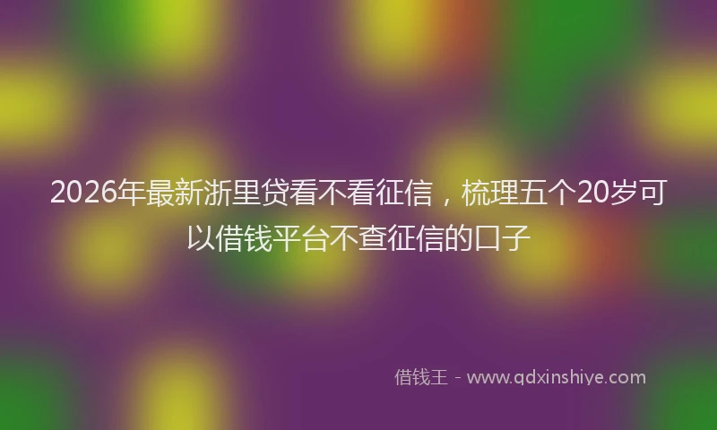 2026年最新浙里贷看不看征信，梳理五个20岁可以借钱平台不查征信的口子