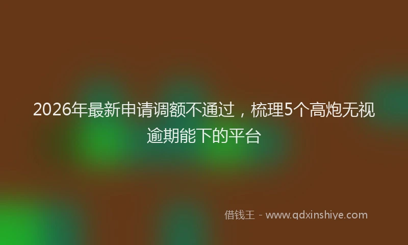 2026年最新申请调额不通过，梳理5个高炮无视逾期能下的平台