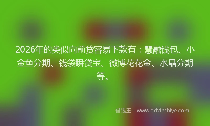 2026年的类似向前贷容易下款有：慧融钱包、小金鱼分期、钱袋瞬贷宝、微博花花金、水晶分期等。