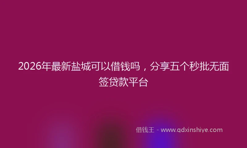 2026年最新盐城可以借钱吗，分享五个秒批无面签贷款平台
