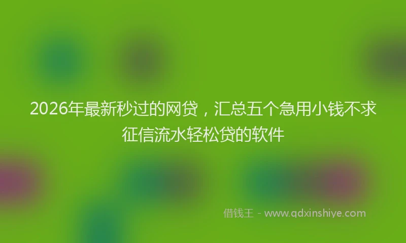 2026年最新秒过的网贷，汇总五个急用小钱不求征信流水轻松贷的软件
