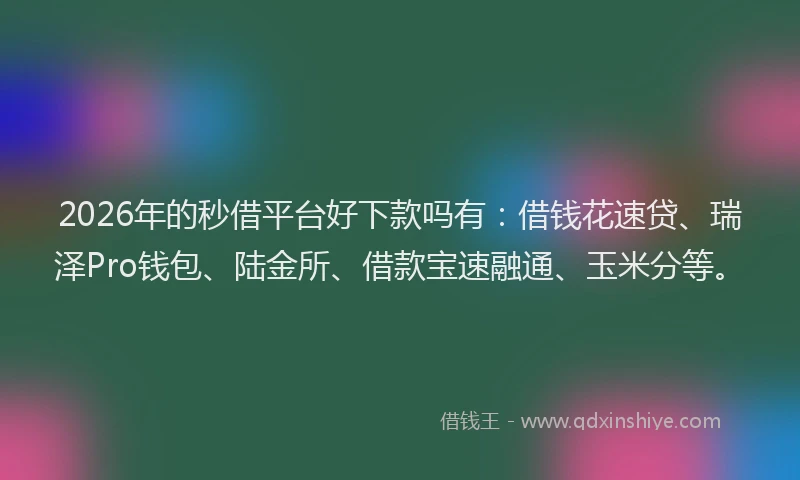 2026年的秒借平台好下款吗有：借钱花速贷、瑞泽Pro钱包、陆金所、借款宝速融通、玉米分等。