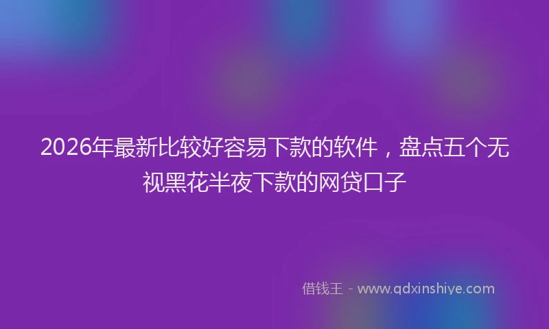 2026年最新比较好容易下款的软件，盘点五个无视黑花半夜下款的网贷口子