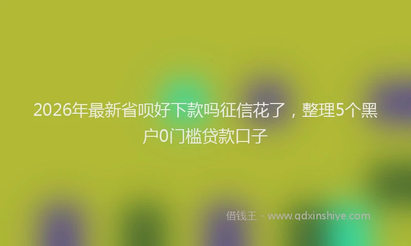 2026年最新省呗好下款吗征信花了，整理5个黑户0门槛贷款口子