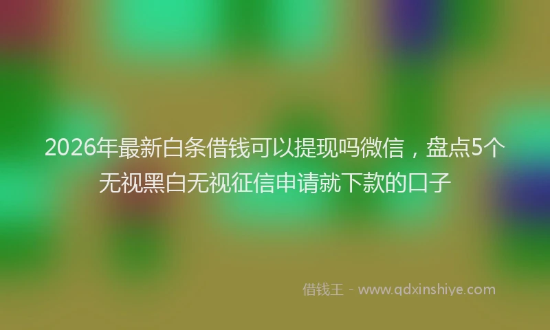 2026年最新白条借钱可以提现吗微信，盘点5个无视黑白无视征信申请就下款的口子