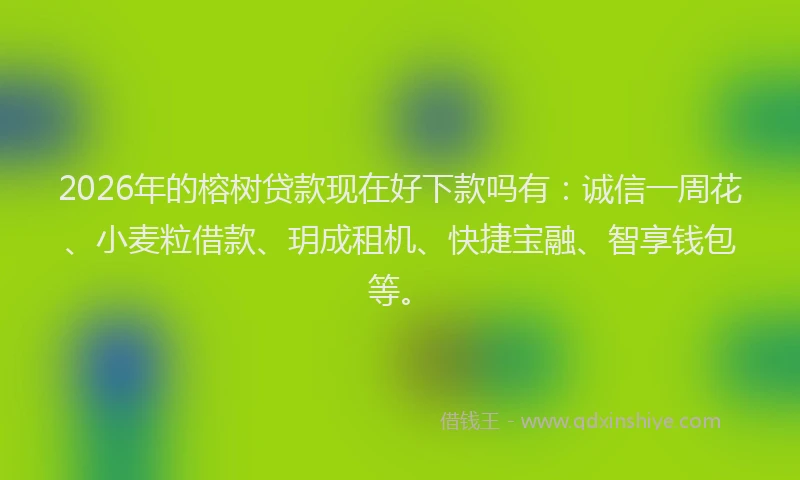 2026年的榕树贷款现在好下款吗有：诚信一周花、小麦粒借款、玥成租机、快捷宝融、智享钱包等。