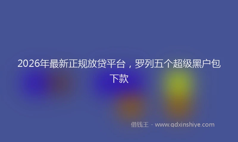 2026年最新正规放贷平台，罗列五个超级黑户包下款