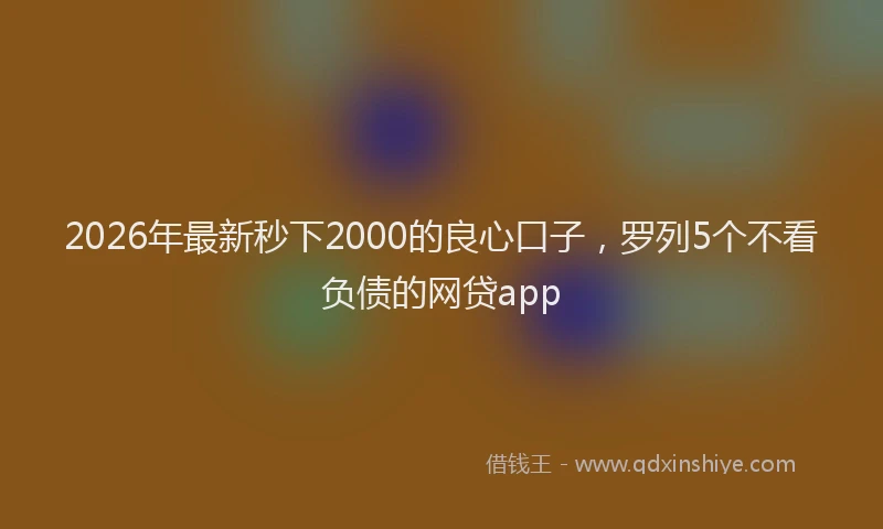 2026年最新秒下2000的良心口子，罗列5个不看负债的网贷app