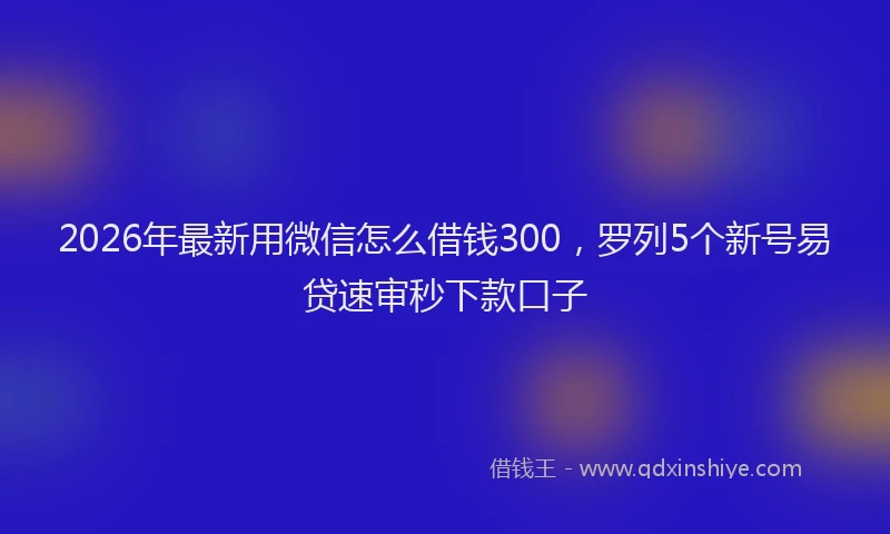 2026年最新用微信怎么借钱300，罗列5个新号易贷速审秒下款口子