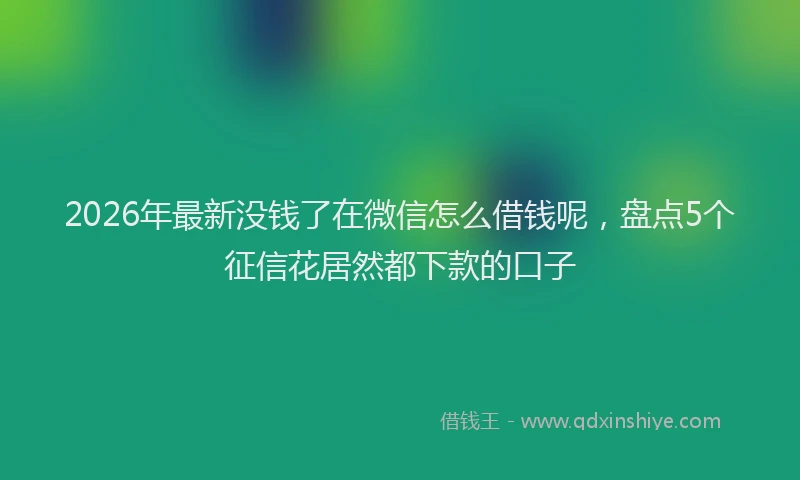 2026年最新没钱了在微信怎么借钱呢，盘点5个征信花居然都下款的口子