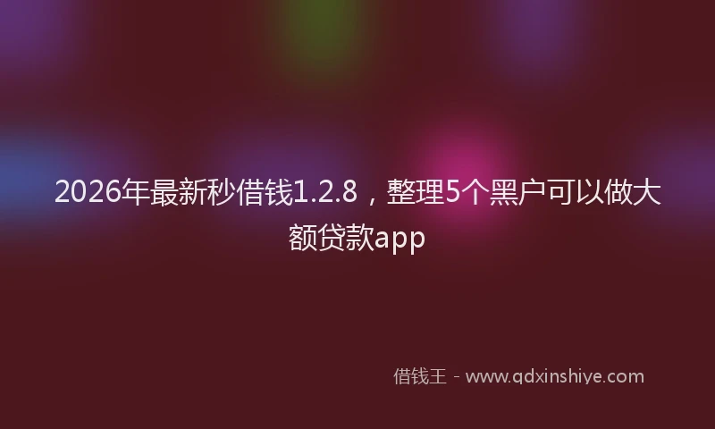 2026年最新秒借钱1.2.8，整理5个黑户可以做大额贷款app