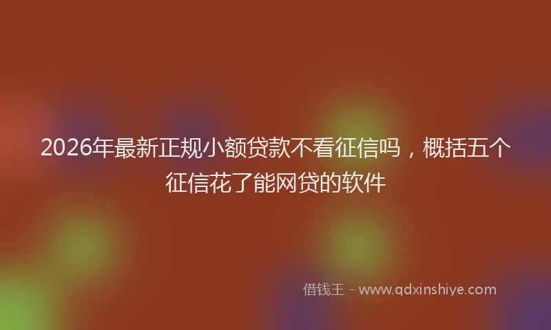 2026年最新正规小额贷款不看征信吗，概括五个征信花了能网贷的软件