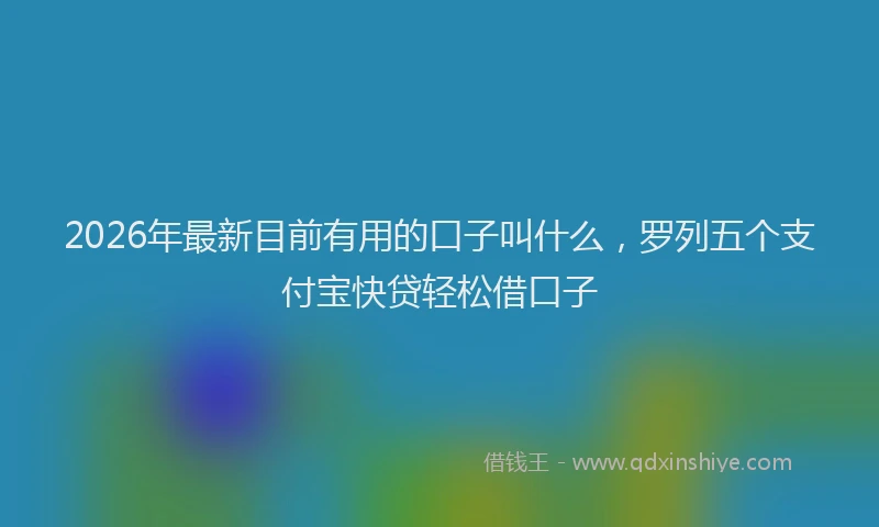 2026年最新目前有用的口子叫什么，罗列五个支付宝快贷轻松借口子