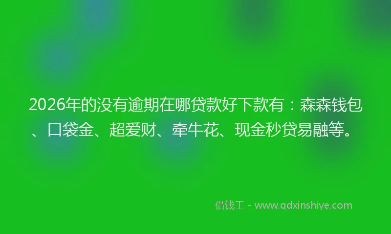 2026年的没有逾期在哪贷款好下款有：森森钱包、口袋金、超爱财、牵牛花、现金秒贷易融等。