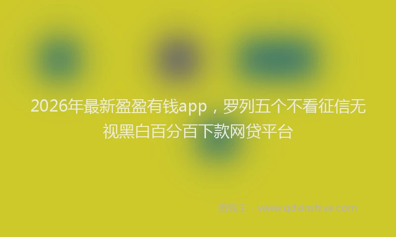 2026年最新盈盈有钱app，罗列五个不看征信无视黑白百分百下款网贷平台