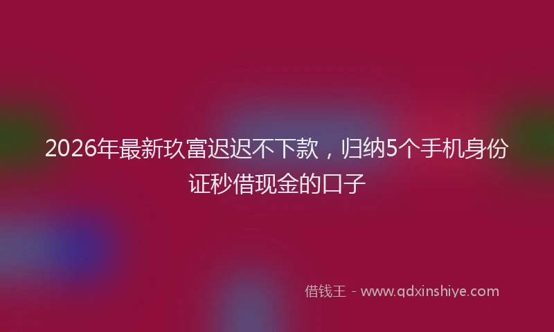 2026年最新玖富迟迟不下款，归纳5个手机身份证秒借现金的口子