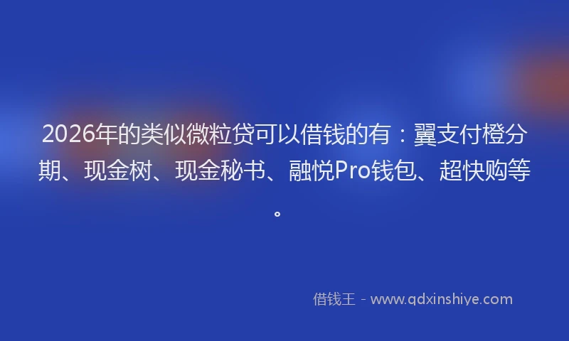 2026年的类似微粒贷可以借钱的有：翼支付橙分期、现金树、现金秘书、融悦Pro钱包、超快购等。