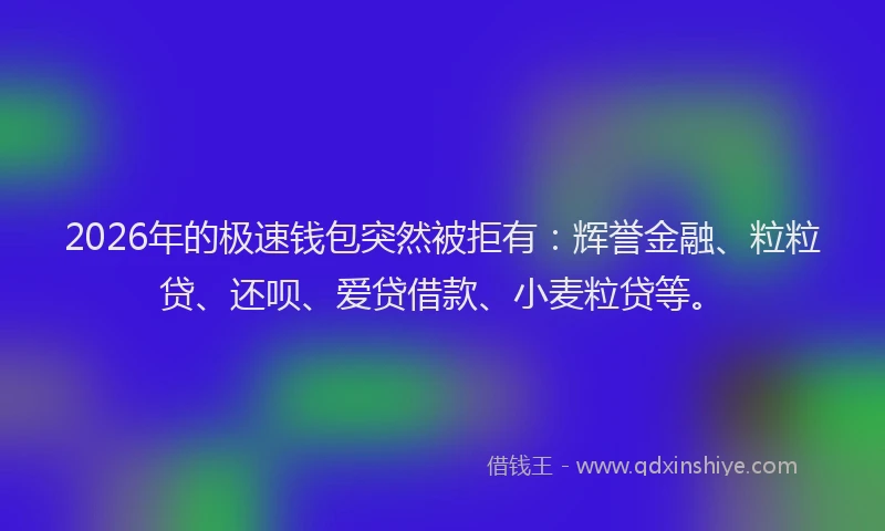 2026年的极速钱包突然被拒有：辉誉金融、粒粒贷、还呗、爱贷借款、小麦粒贷等。