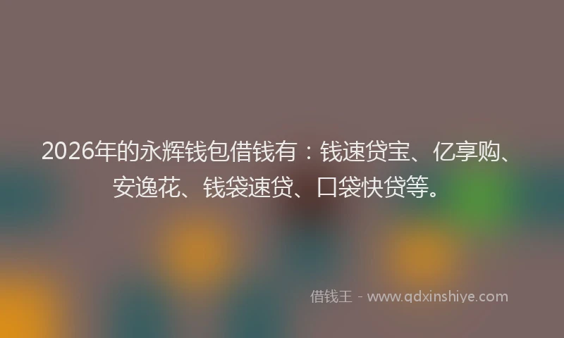 2026年的永辉钱包借钱有：钱速贷宝、亿享购、安逸花、钱袋速贷、口袋快贷等。