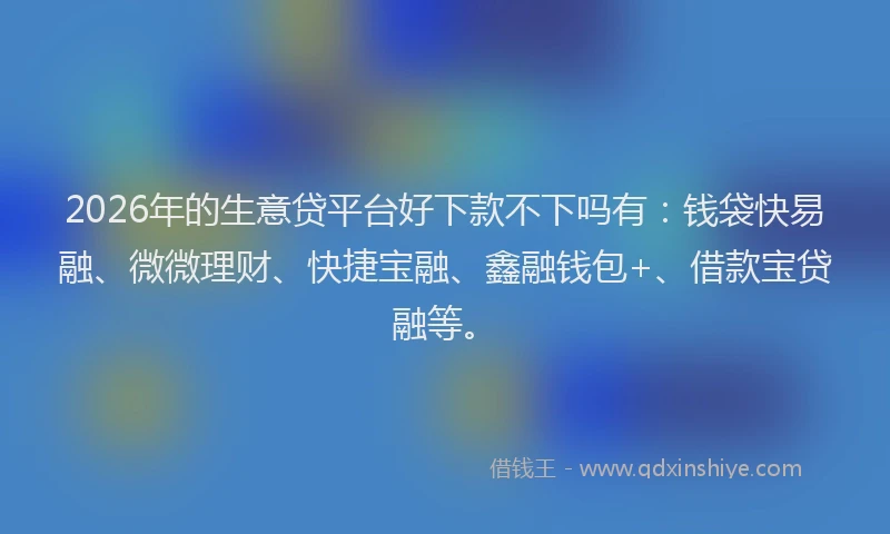 2026年的生意贷平台好下款不下吗有：钱袋快易融、微微理财、快捷宝融、鑫融钱包+、借款宝贷融等。