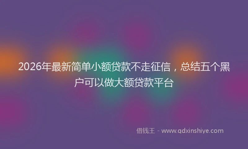 2026年最新简单小额贷款不走征信，总结五个黑户可以做大额贷款平台