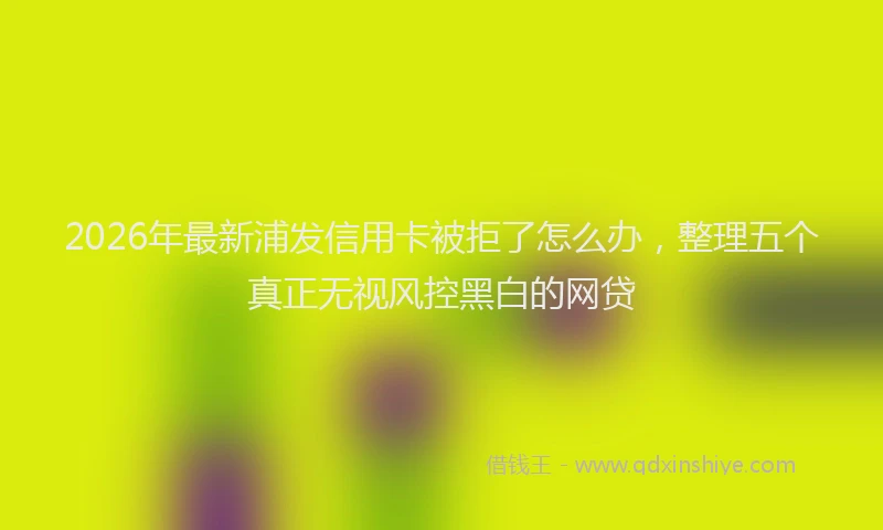 2026年最新浦发信用卡被拒了怎么办，整理五个真正无视风控黑白的网贷