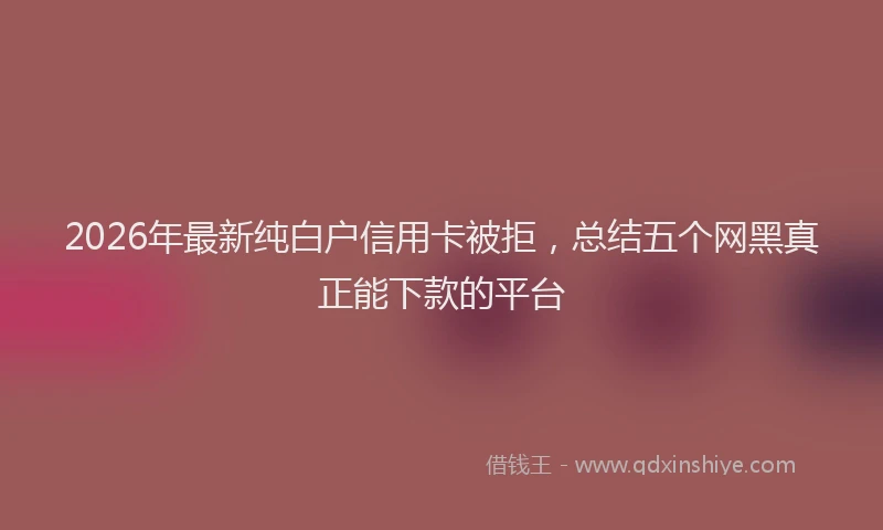 2026年最新纯白户信用卡被拒，总结五个网黑真正能下款的平台